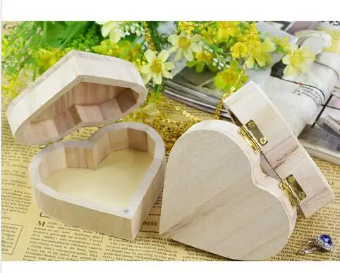 Портативные ящики для хранения деревянная в форме сердца коробка металлический замок свадебный подарок ящик для хранения косметики серьги кольцо Органайзер