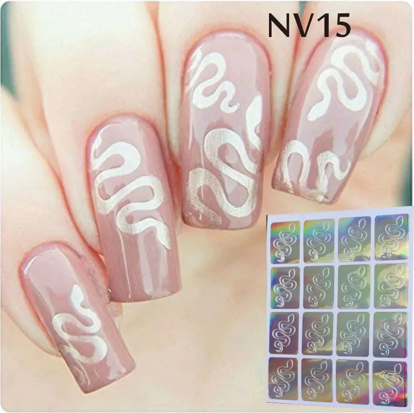 

#NV15 1 Sheet Nail Vinyl Stencil Snake Manicure Stencil Non-hollow Out Nail Art Stencils Set Hot Nail Art Decals And Stickers