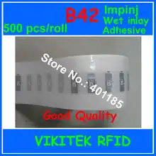 Impinj B42 UHF RFID adhesive wet inlay 500pcs per roll 860-960MHZ Monza4 915M EPC C1G2 ISO18000-6C can be used to RFID tag label