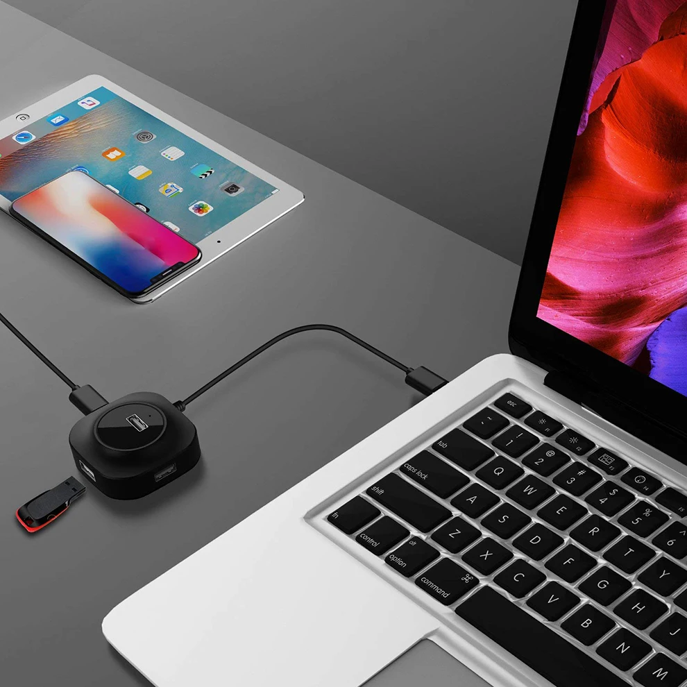 SeenDa USB HUB 3.0/2.0 High Speed 4 Port USB 3.0 Splitter Switch with Micro USB Charging Port for PC Computer Laptop Accessories