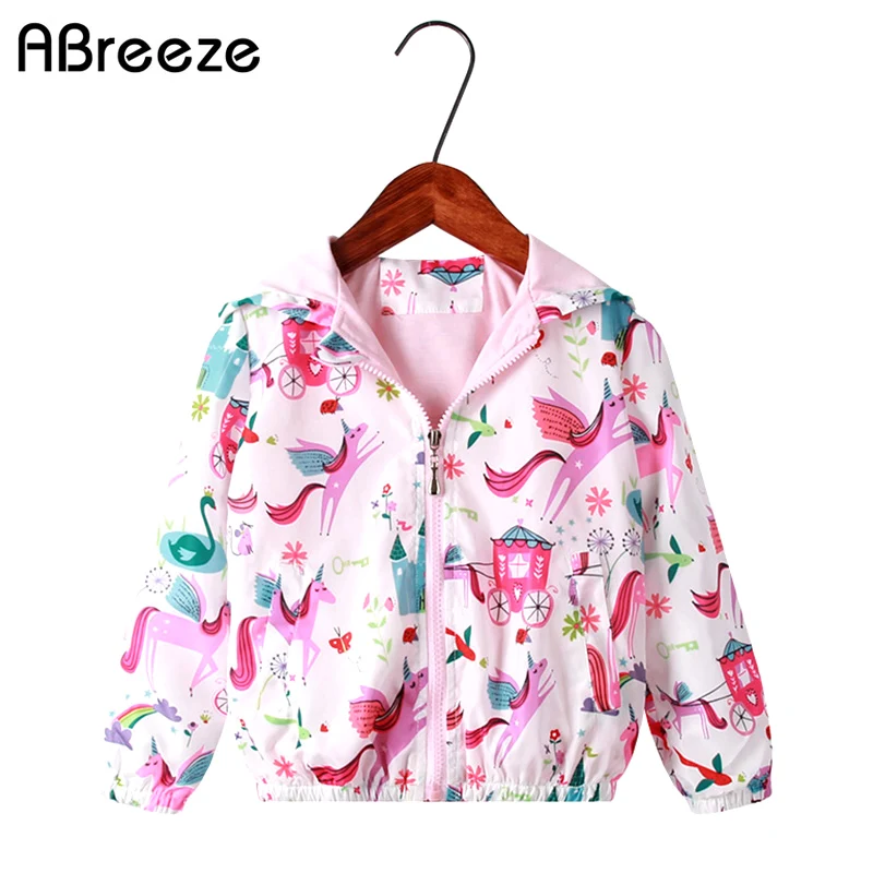 2021 Spring Autumn Children Outerwear Girls Fashion Horse Print Jackets For 2-8Y Animal Flower Style Hooded Clothes | Детская одежда и