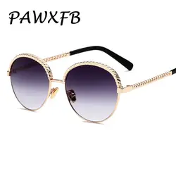 PAWXFB 2019 Винтаж Круглый Солнцезащитные очки для женщин для брендовая дизайнерская обувь градиент дамы негабаритных Защита от солнца