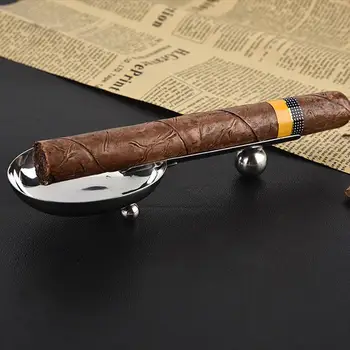 

Cigar Gadgets Stainless Steel Single Cigars Holder Scoop-shaped Cigars Container Cigar Ash Tray Man Business Gift