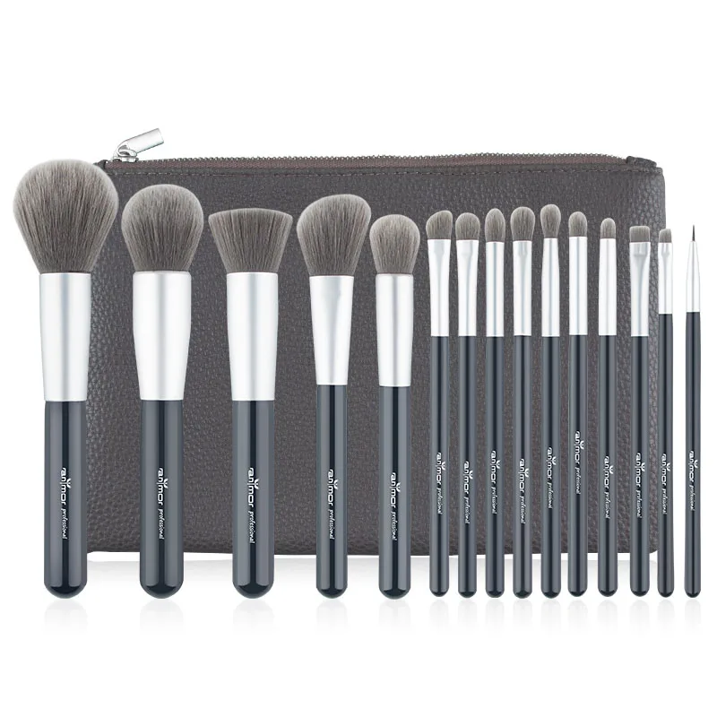 

2019 Anmor 15PCS Makeup Brushes Set Foundation Blending Concealer & Eyeshadow Make Up Brush Quality Soft Synthetic Hair With Bag