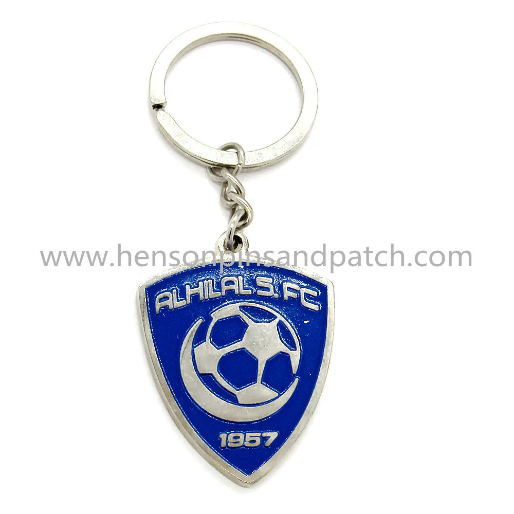 

Customized key ring Soft enamel shield key ring, football game keychain