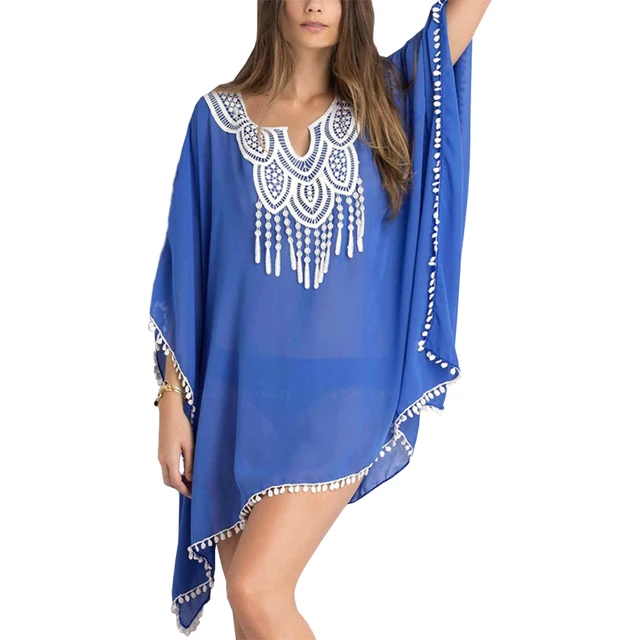 European American Wind Chiffon T Shirt Bat Sleeve Sunscreen Air European American Wind Chiffon T Shirt Bat Sleeve Sunscreen Air Conditioning Women Beach Clothing Vestidos Lbd908