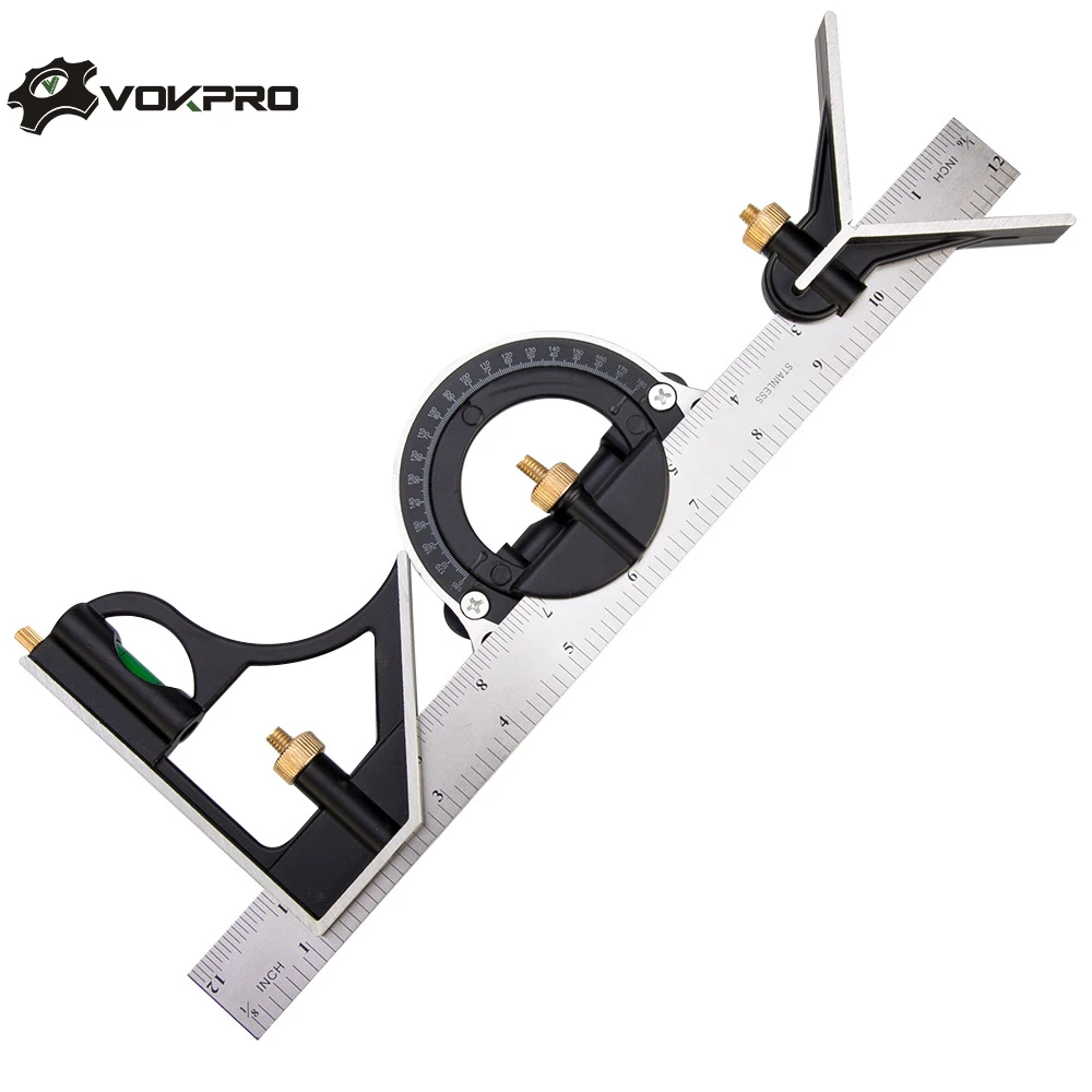 

300MM professional carpenter tools Combination Square Angle Ruler Stainless Steel protractor Multi-function Measuring Tool