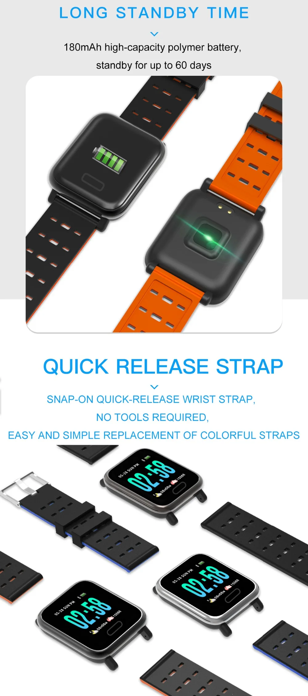 Smart Watch Wristband Heart Rate Monitor Sport Smart Bracelet Sleep Monitor Waterproof Smartwatch For IOS Android (2)
