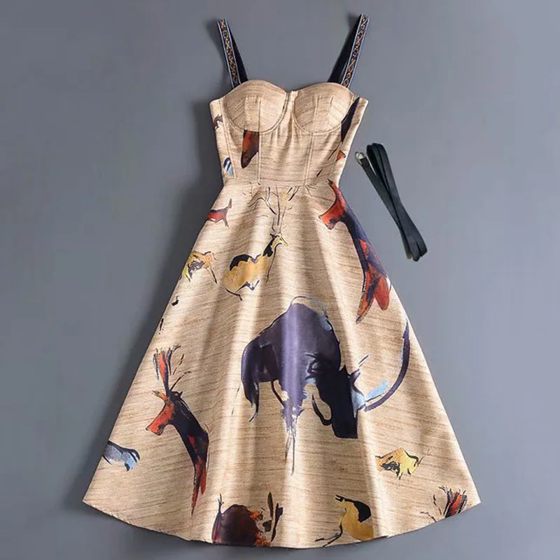 Длинное платье для девочек, Миланская подиумная дизайнерская Высококачественная летняя новинка, женские модные вечерние платья для работы, сексуальные элегантные шикарные платья на лямках с принтом