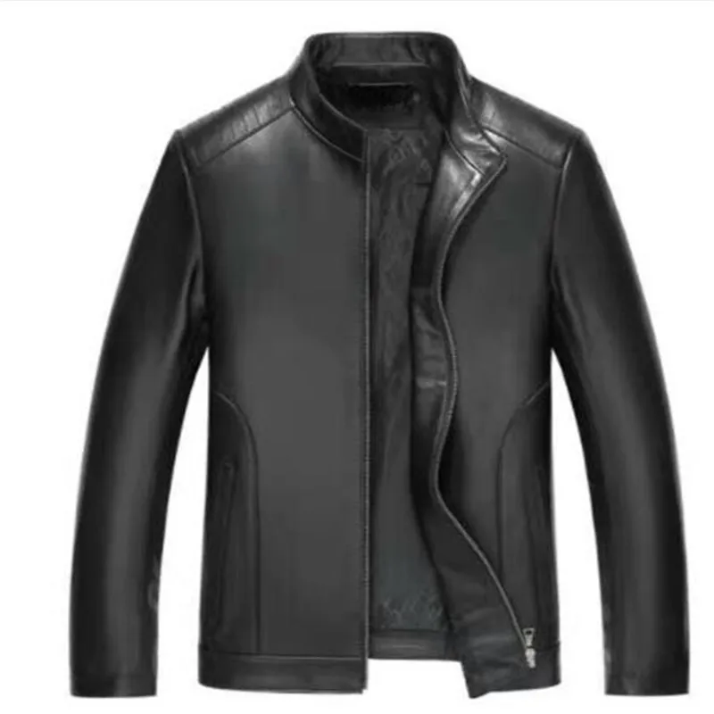 Бренд Для мужчин весной натуральной кожи куртка для Для мужчин Jaqueta De Couro Masculina черный M-4XL Для мужчин с чистого Кожаные куртки 16180 - Цвет: 1