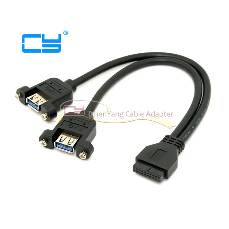 

Black & Blue USB3.0 USB 3.0 Dual Ports Female Screw Mount Type to Motherboard 20pin Header Cable 20cm 30cm 0.2m 0.3m