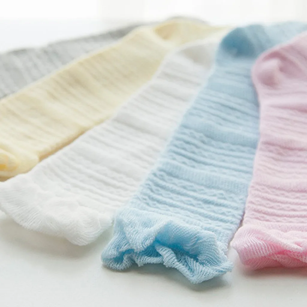 1 пара милых носков для малышей однотонные кружевные гольфы для новорожденных мальчиков и девочек, Нескользящие чулки для принцесс, носки для малышей, осенние длинные носки