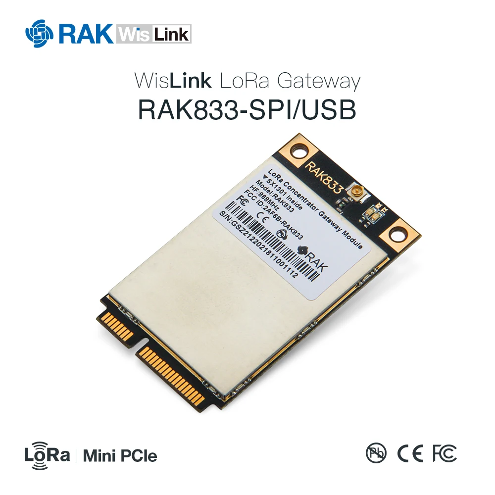 RAK833 SPI & USB промышленный мини PCIe LoRa шлюз концентратор модуль SX1301 и FT2232H чип 868/915 МГц