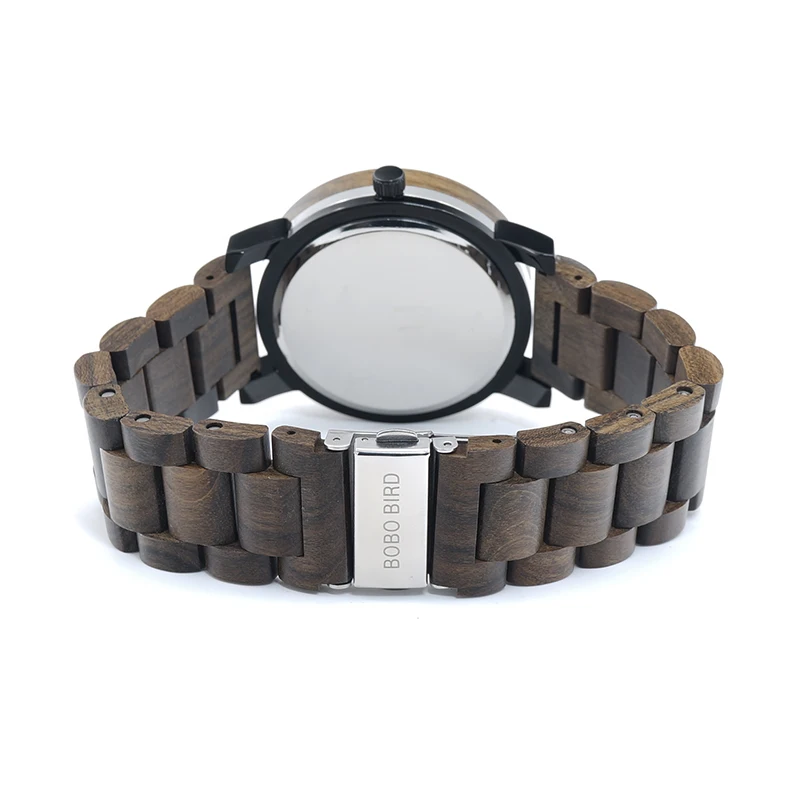 BOBO BIRD Men Verawood Wooden Watches Top Brand Luxury Quartz Wristwatch with Fold the Strap Wood Band in Gift Box saat erkek