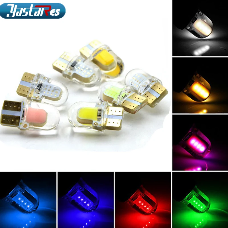 1 шт. мощсветодиодный Светодиодная лампа T10 W5W COB Canbus поворотный сигнал стоп