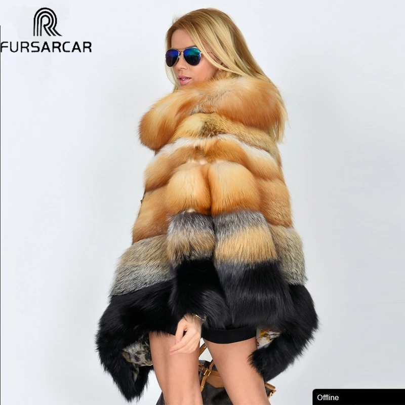 Роскошная женская накидка FURSARCAR из натурального меха с меховым воротником новое