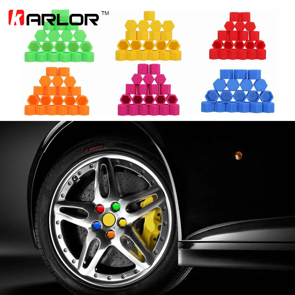 

20Pcs 17/19/21mm Silicone Hexagonal Socket Car Wheel Hub Screw Cover, Nut Caps Bolt Rims Exterior Decoration & Protection