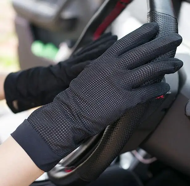 Мужские весенние летние тонкие перчатки для водителя с защитой от Солнца мужские летние дышащие перчатки для верховой езды R840 - Цвет: black