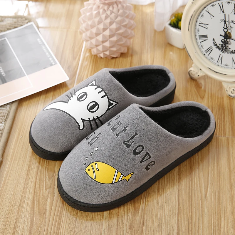 

AGSan Winter Slippers Men Plush Warm Indoor Cat Slippers Lovers Home Slippers Unisex Fur Animals Slipon Winter Shoes Cute B