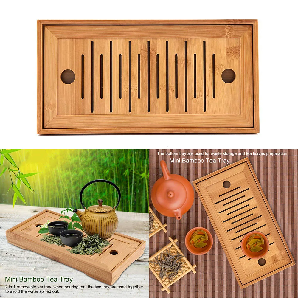 

Bamboo Tea Tray Chinese Tea Set Gongfu Tea Accessories Serving Food Coffee Cutlery Tray Tea Serving Gadget Tea Board