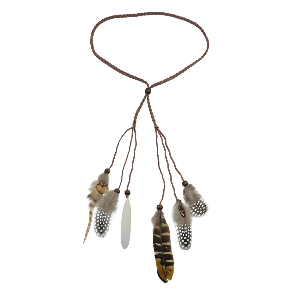 Jewelry accessories hair accessory hair headdress gypsy fashion beautiful boho style feather headband headdress tribal hair feather rope headpieces hippie party Indian jewelry