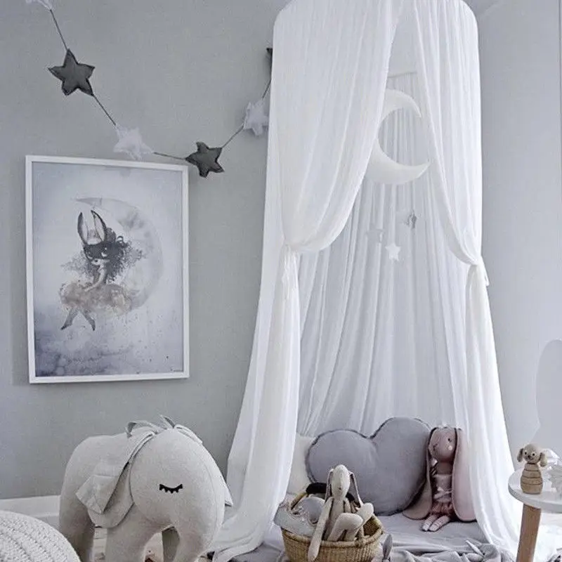 Принцесса детские кроватки сетки Ger Тип москитная сетка кровать детская навес покрывало Шторы постельные принадлежности куполообразной палатки - Цвет: Белый