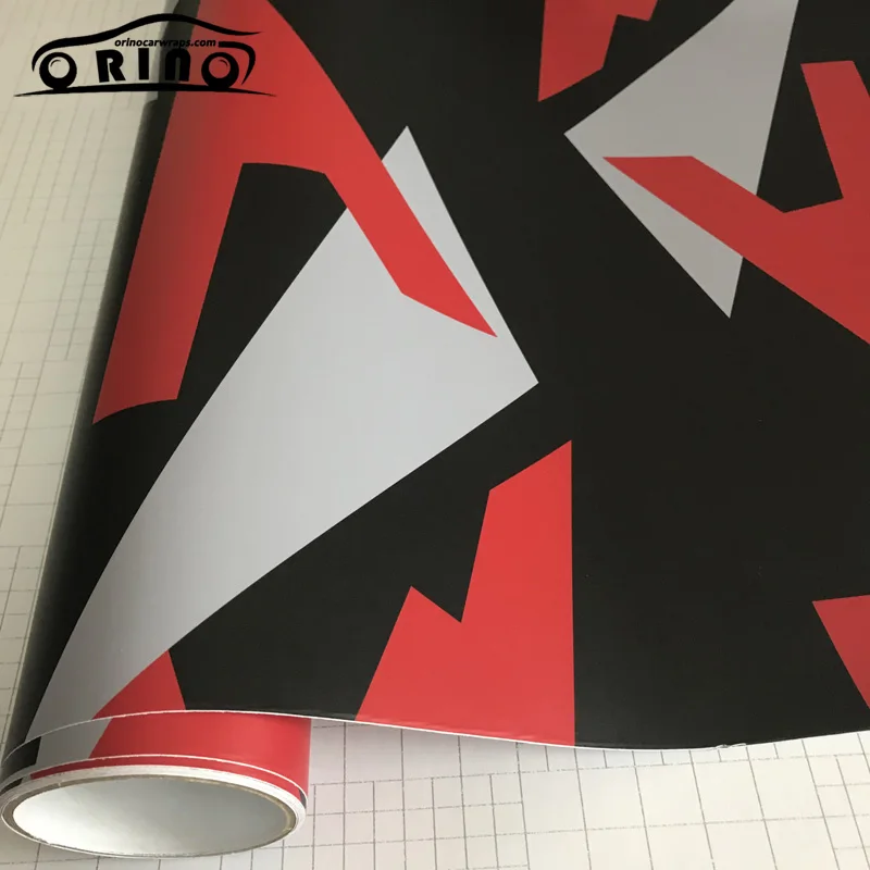 Black Red White Camouflage Vinyl Film-3