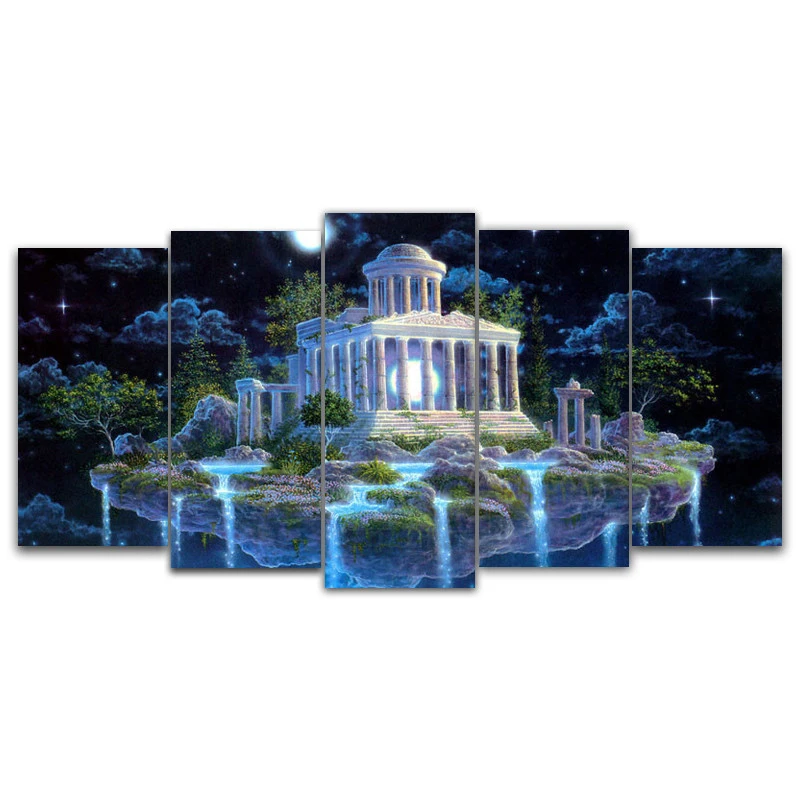 5d diy Diamond embroidery waterfall villa 5pcs Multi-picture Combination diamond painting Cross Stitch Rhinestone | Дом и сад
