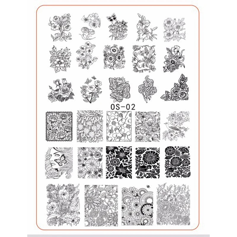 Nail Art Template Nails Image Metal Stamping Plate Strawberry Cherry Morning Glory Butterfly Flowers Stamp Stencils OS-02 | Красота и