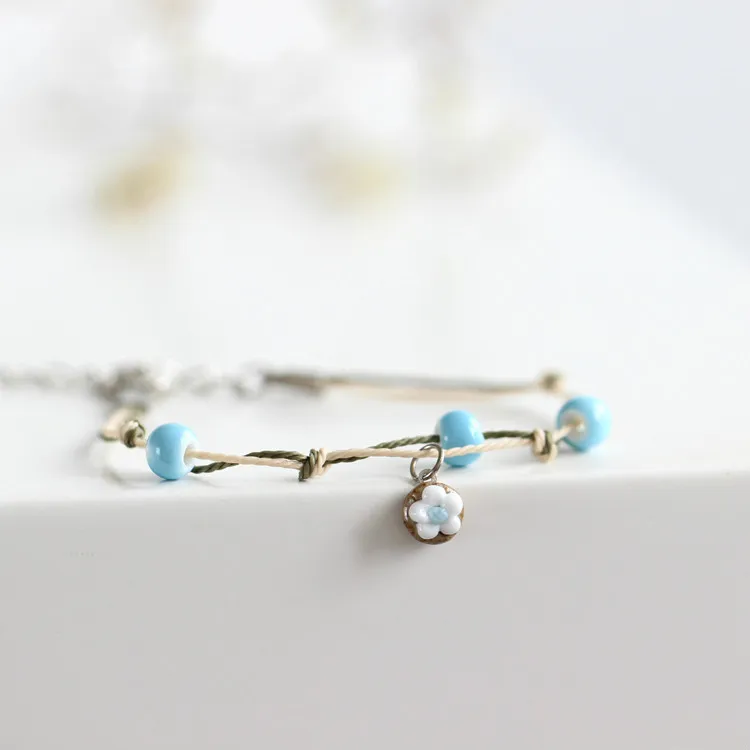 Women Fashion Bracelets Handmade Ceramic Cute Flower Beads Charm Bangle Best Gift for Friend | Украшения и аксессуары