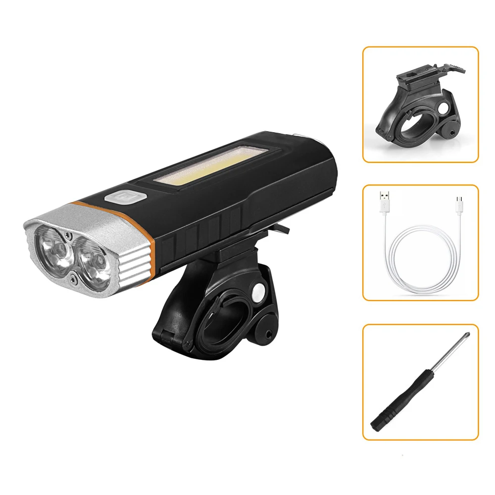 Super bright outdoor 7000 lumens Bicycle light 2*18650 built-in batteries USB rechargeable Bicycle light 2*T6 COB LED flashlight - Испускаемый цвет: HJ-048