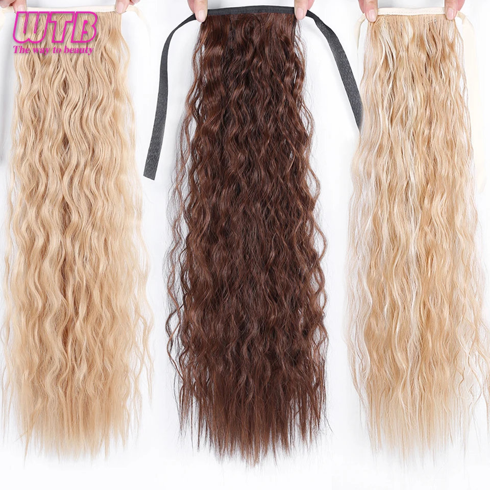 

WTB Long Corn Curly Hair Ponytail for Women Heat Resistant Synthetic Curly Fake Hair Pieces 22 Inch