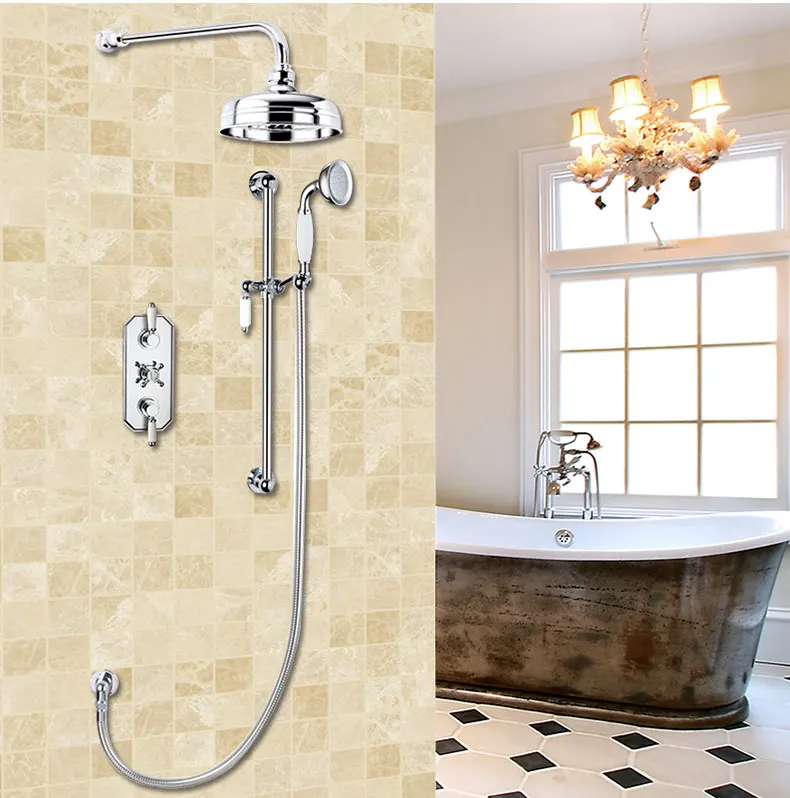 2015 New Bathroom Thermostatic Rainfall Shower Set Bath Mixer Brass
