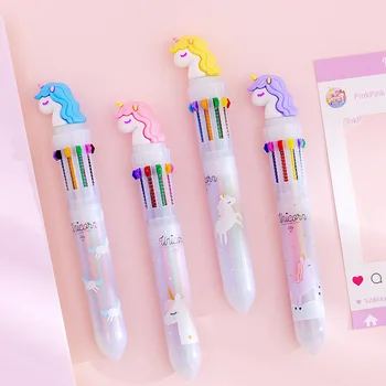

Cartoon 10 colors Unicorn Ballpoint Pen Cute Ball Pens Material Escolar office school Writing supplies Promotional gift