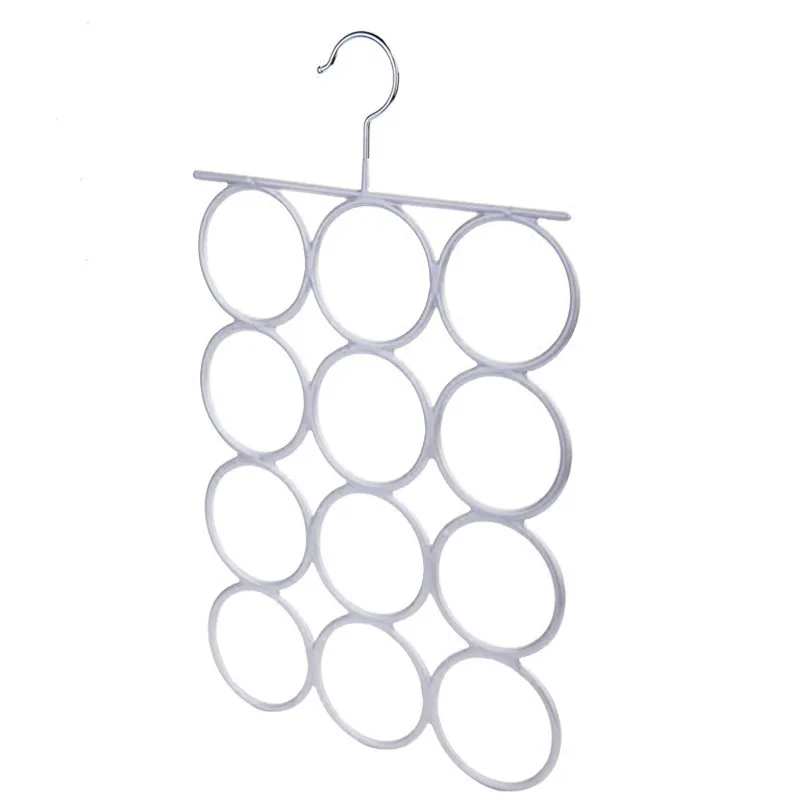 Отверстия вешалка для шарфа многоцветные шарфы дисплей подвесные стяжки ремень организовать круг держатель для хранения металлическая вешалка шарф подвесной стеллаж