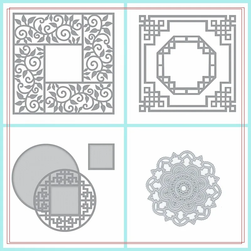 

Chinese Style Frame Mixed Metal Cutting Dies Stencil Scrapbook Album Embossing For Gift Card Making Handcrafts Decor