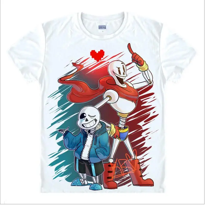 Игра «Undertale» футболка с коротким рукавом Undertale sans and papyrus футболка для подростков череп brother аниме одежда подарок Топ футболки - Цвет: 2