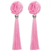 Macrame rose earrings pink