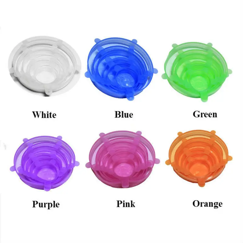 6 шт. пищевой силикон Универсальная крышка чаша Бутылка Чашка Стретч крышки еда