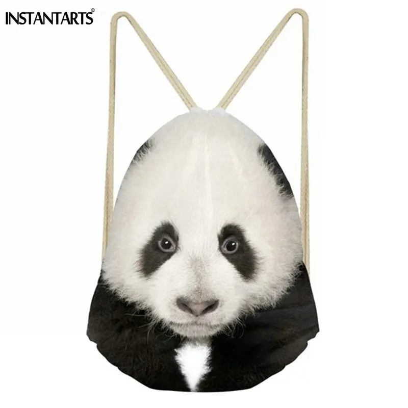 #*Cheap INSTANTARTS High Quality Drawstring Bags Women #039;s Panda Design Male String Backpack Boys Storgae Bags Daily Football Cinch Sack