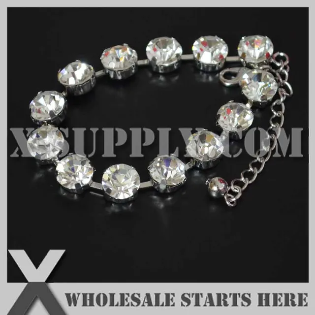 Ss45 10mm Round Rhinestone Tennis Bracelet Cup Chains Nickel Color Ss45 10mm Round Rhinestone Tennis Bracelet Cup Chains Nickel Color For The