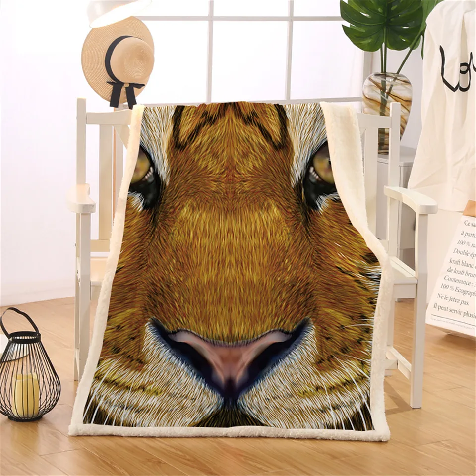 BlessLiving Tiger Design Soft Blanket Throw 3D Wild Animal Sherpa
