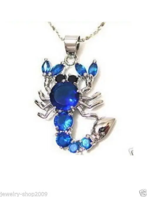 

FREE SHIPPING Title199 Jewelry blue crystal Scorpion Necklace Pendant