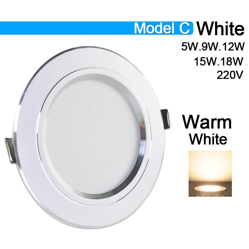 down light Downlight 3W 5W 9W 12W 15W 18W Spot led downlight AC 220V gold Silver White Ultra Thin Aluminum Round Recessed LED Spot Lighting recessed spotlights LED Downlights