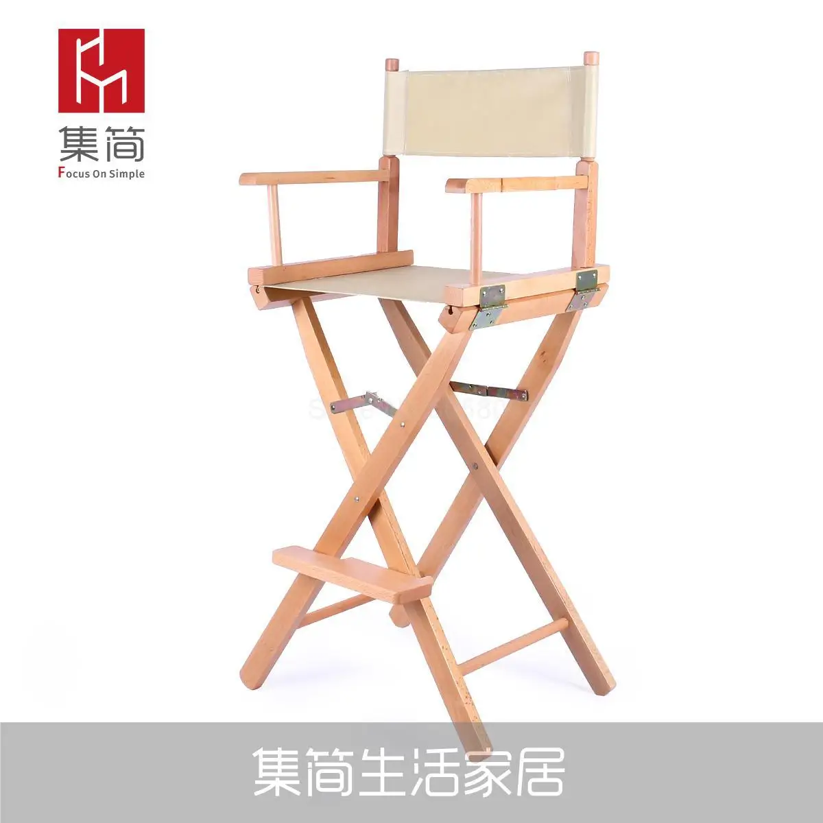 Складной стул из цельного дерева, высокий стул для макияжа, высокий стул для руководителя, барный стул, переносное кресло, Складной Холщовый Стул - Цвет: ml7