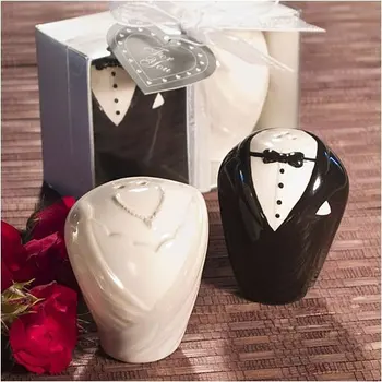 

Free Shipping, Creative Wedding Favor European Wedding gift, bride & groom ceramic spice jar, Wholesale 150 pcs/lot,