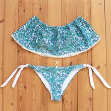 Sexy Micro Bikinis Women Bikini 2017 Swimsuit Low Waist Bathing Suit Push Up Swimming Suit Beach Swimwear Set Print Blue