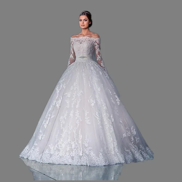 Vintage Lace Wedding Dresses 2017 Long Sleeve Ball Gowns Russian Vintage Lace Wedding Dresses 2017 Long Sleeve Ball Gowns Russian Designer Princess Vestido De Boiva Robe