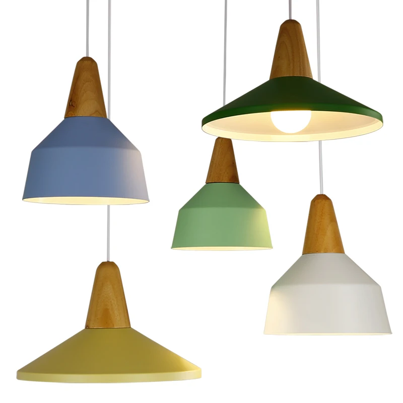 

Modern Wood pendant lights, 90-260V E27 skirt tail woodwork aluminium pendant lamp, household decorative home lighting