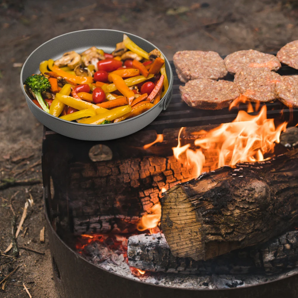 Открытый сверхлегкий титановый Frypan Кемпинг Туризм Пикник приготовление пищи Жарка сковорода титановая сковорода посуда для пешего туризма пикника для приготовления пищи для пикника